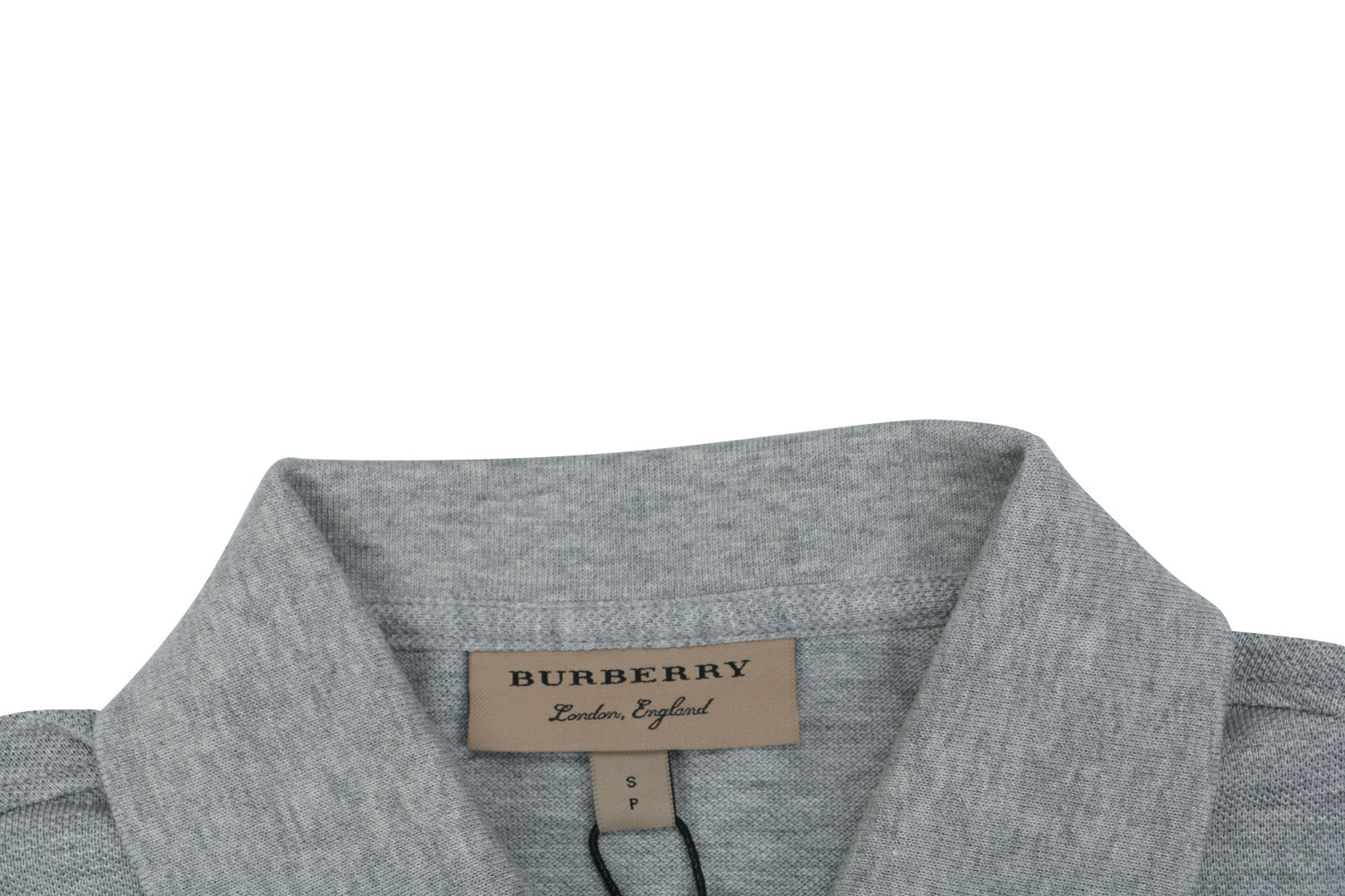 Burberry Equestrian Knight Embroidered Polo Short Sleeve — Light Grey