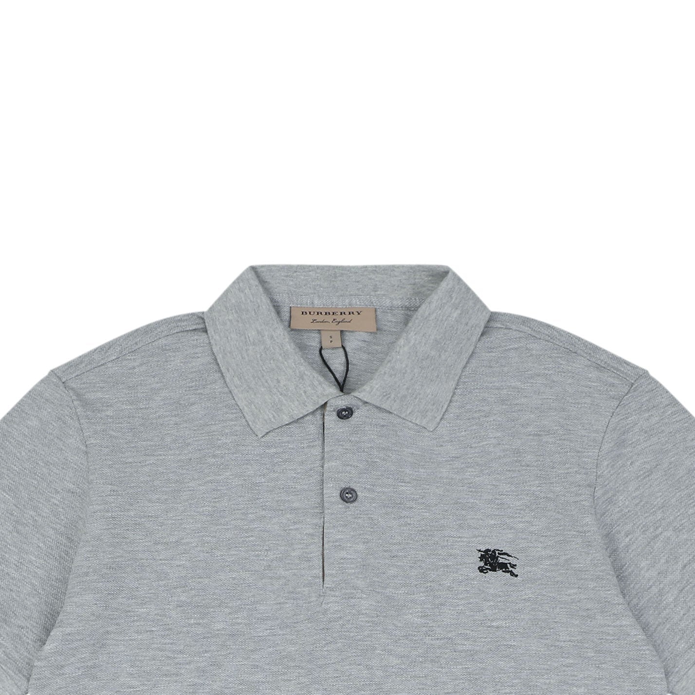 Burberry Equestrian Knight Embroidered Polo Short Sleeve — Light Grey