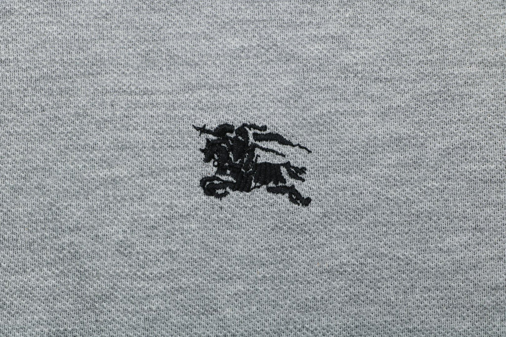 Burberry Equestrian Knight Embroidered Polo Short Sleeve — Light Grey
