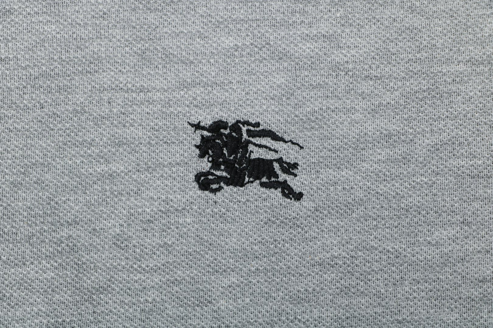 Burberry Equestrian Knight Embroidered Polo Short Sleeve — Light Grey