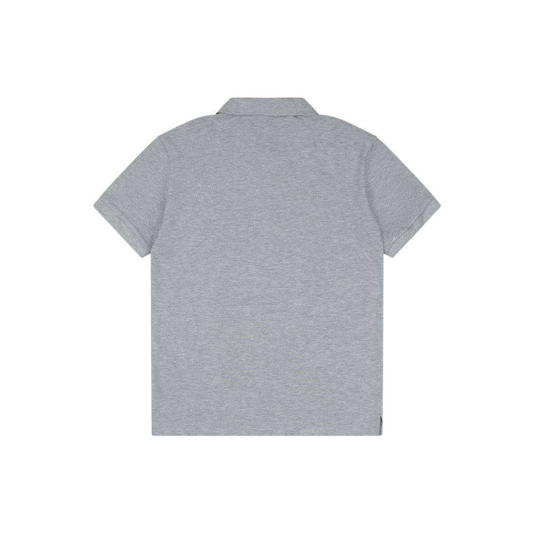 Burberry Equestrian Knight Embroidered Polo Short Sleeve — Light Grey