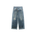 Acne Studios 1981M Heavily Distressed Raw Edge Wide-Leg Jeans — Mid Blue