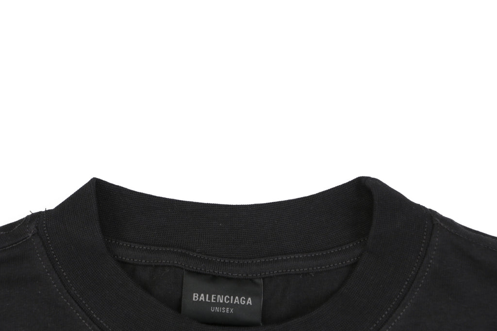 Balenciaga Signature Double BB Logo Print Short Sleeve Tee – Black