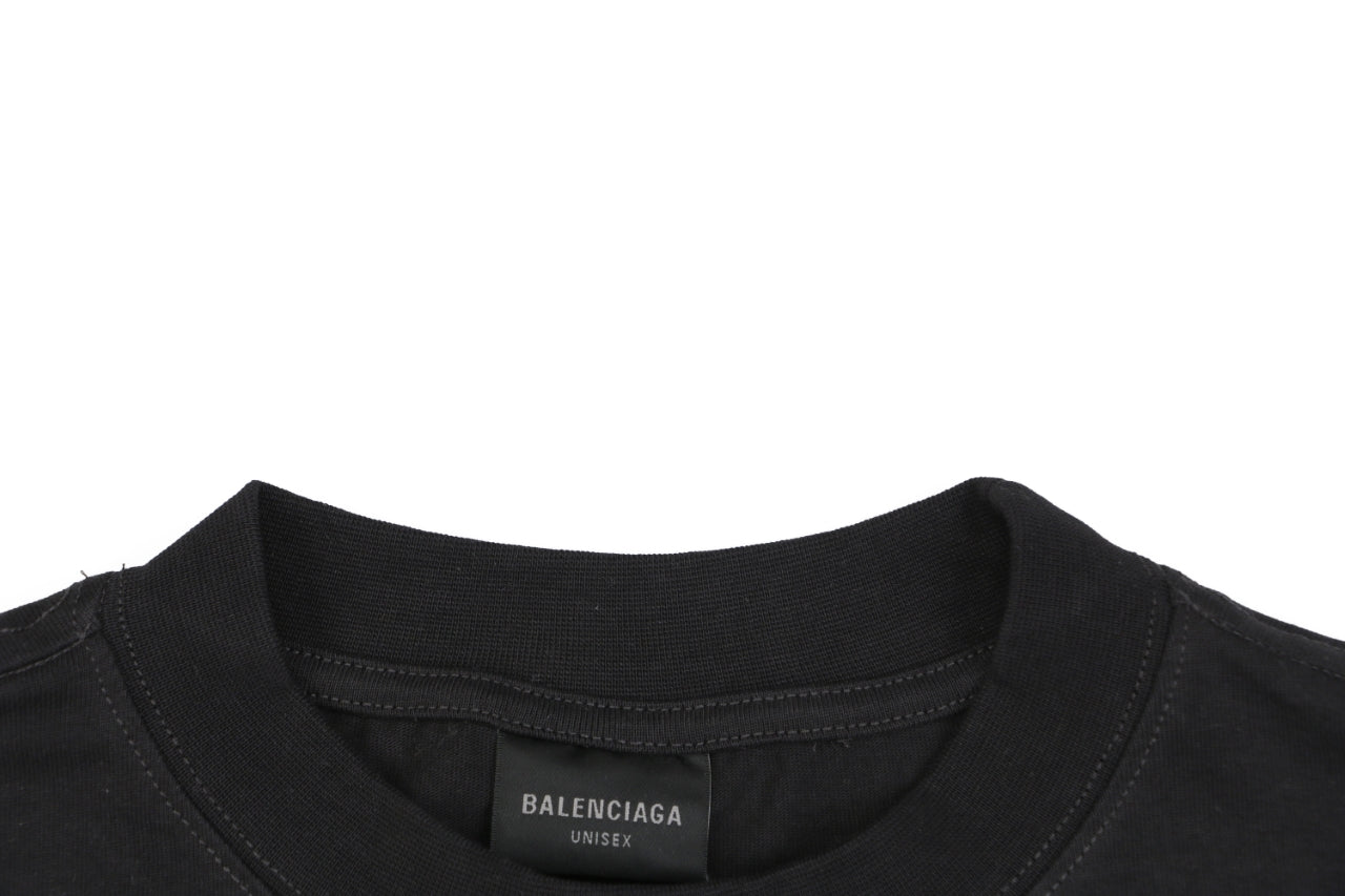 Balenciaga Signature Double BB Logo Print Short Sleeve Tee – Black