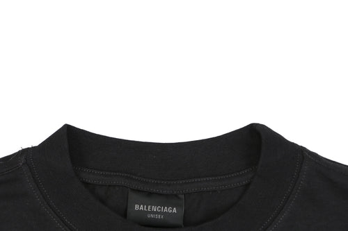 Balenciaga Signature Double BB Logo Print Short Sleeve Tee – Black