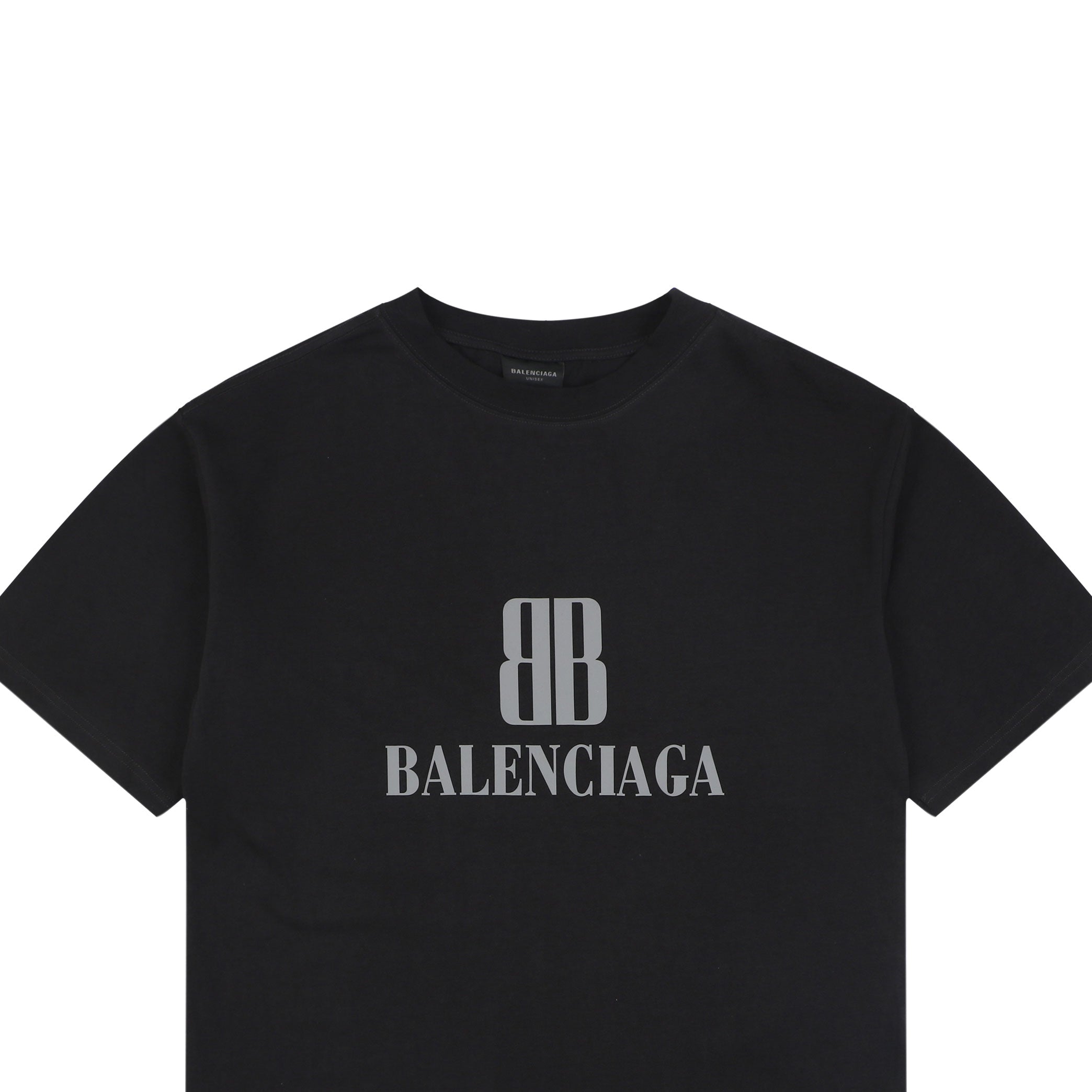 Balenciaga Signature Double BB Logo Print Short Sleeve Tee – Black