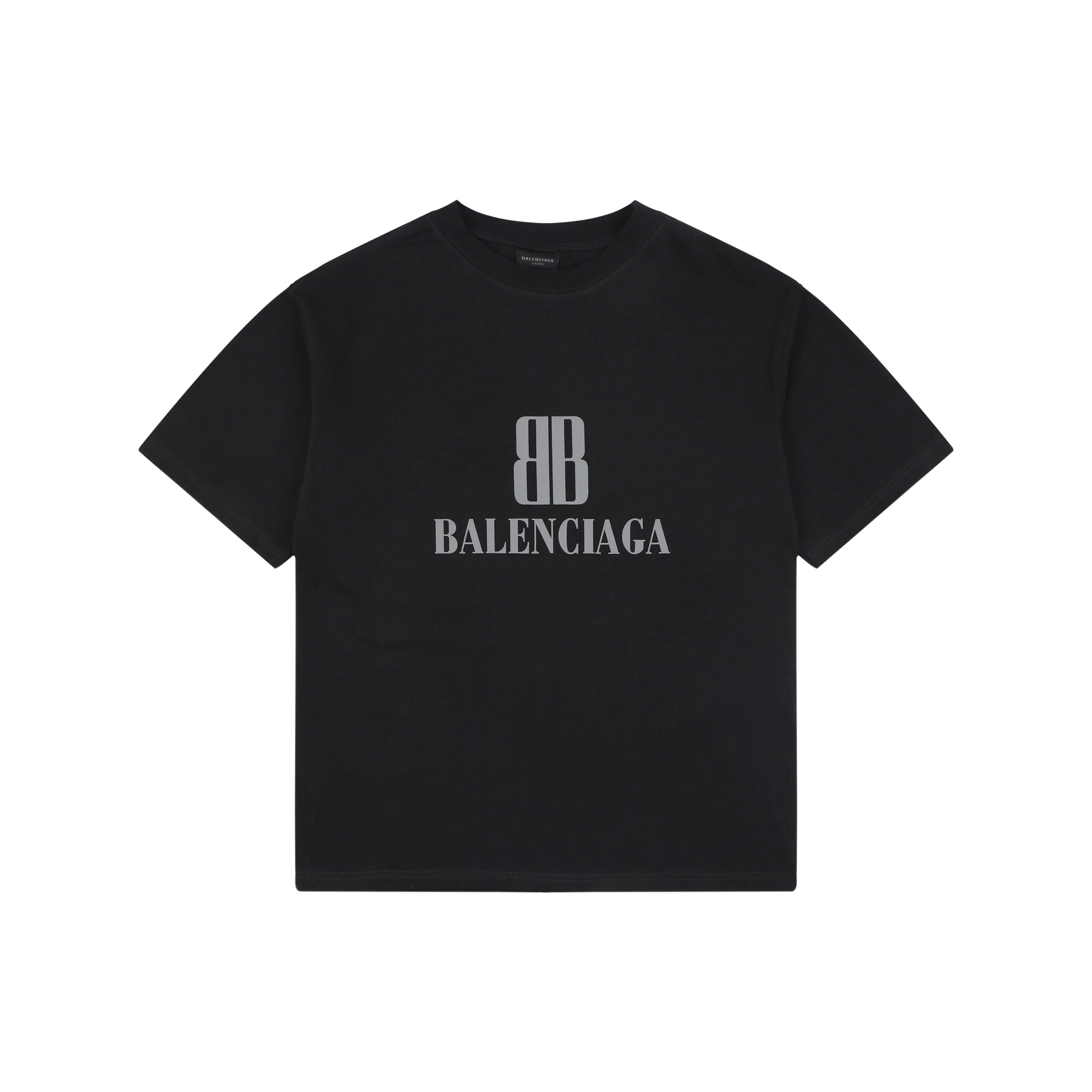 Balenciaga Signature Double BB Logo Print Short Sleeve Tee – Black