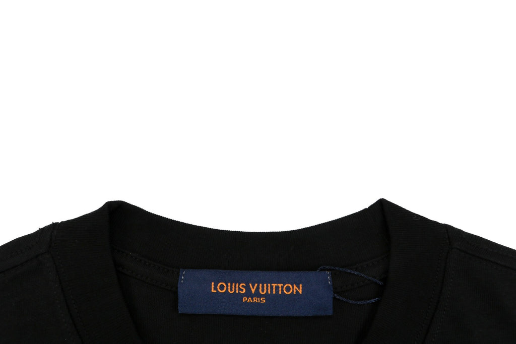 Louis Vuitton LV Graffiti Checkerboard Hem Print Short Sleeve Tee – Black