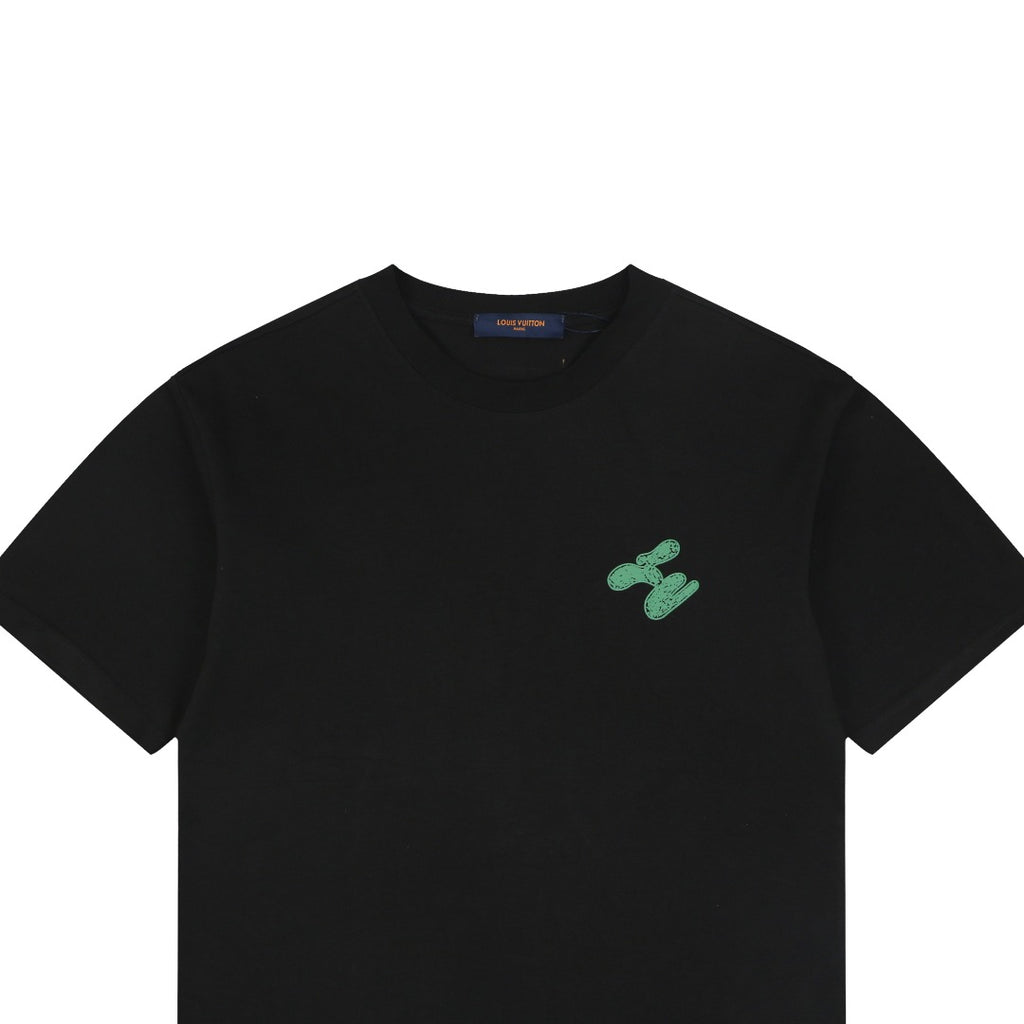 Louis Vuitton LV Graffiti Checkerboard Hem Print Short Sleeve Tee – Black