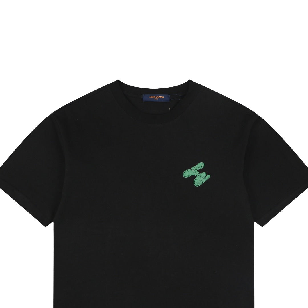 Louis Vuitton LV Graffiti Checkerboard Hem Print Short Sleeve Tee – Black