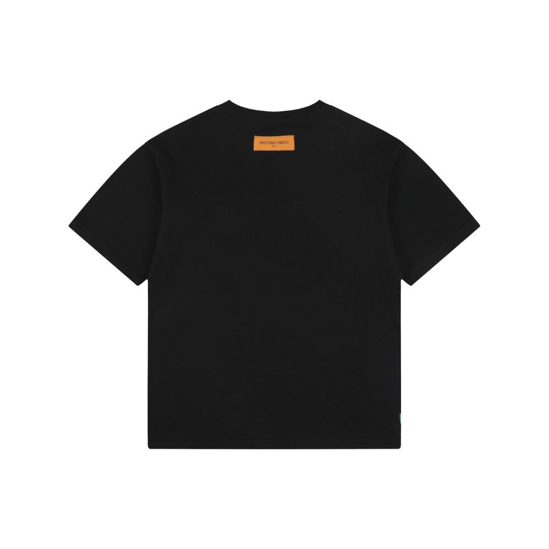 Louis Vuitton LV Graffiti Checkerboard Hem Print Short Sleeve Tee – Black