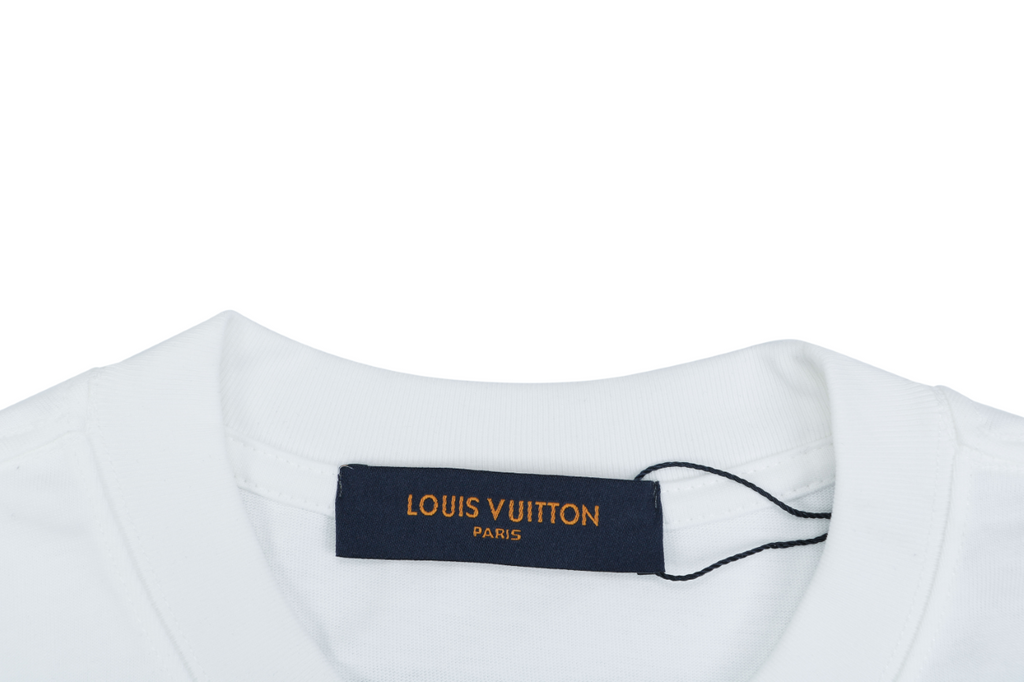 Louis Vuitton LV Graffiti Checkerboard Hem Print Short Sleeve Tee – White