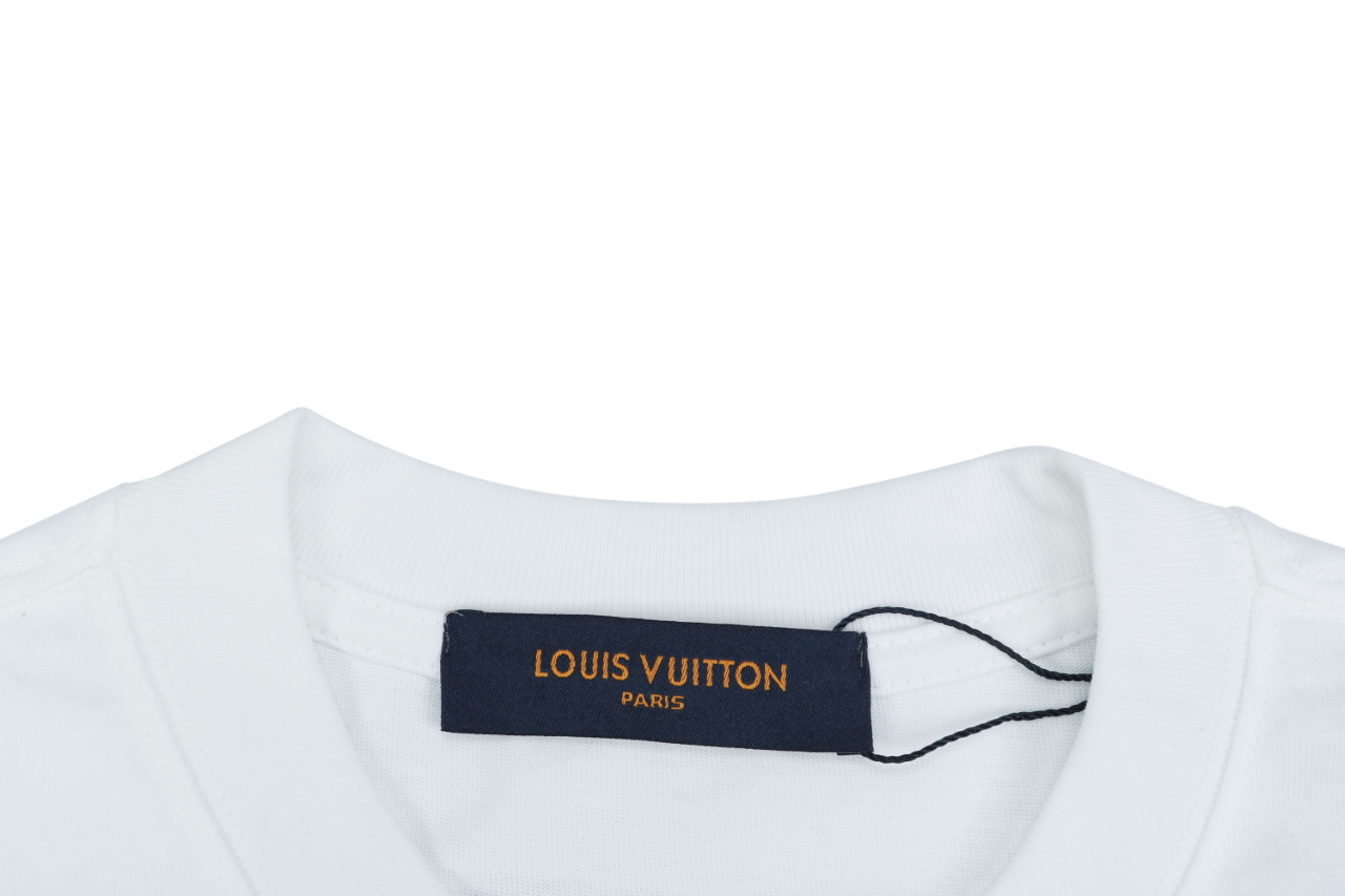Louis Vuitton LV Graffiti Checkerboard Hem Print Short Sleeve Tee – White