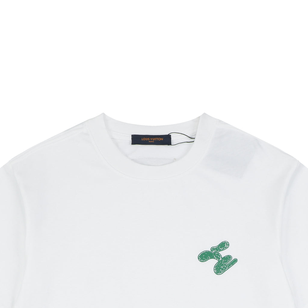 Louis Vuitton LV Graffiti Checkerboard Hem Print Short Sleeve Tee – White