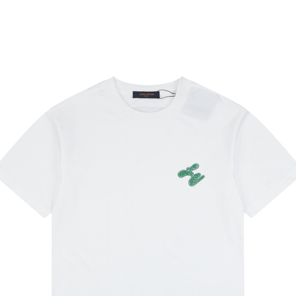 Louis Vuitton LV Graffiti Checkerboard Hem Print Short Sleeve Tee – White