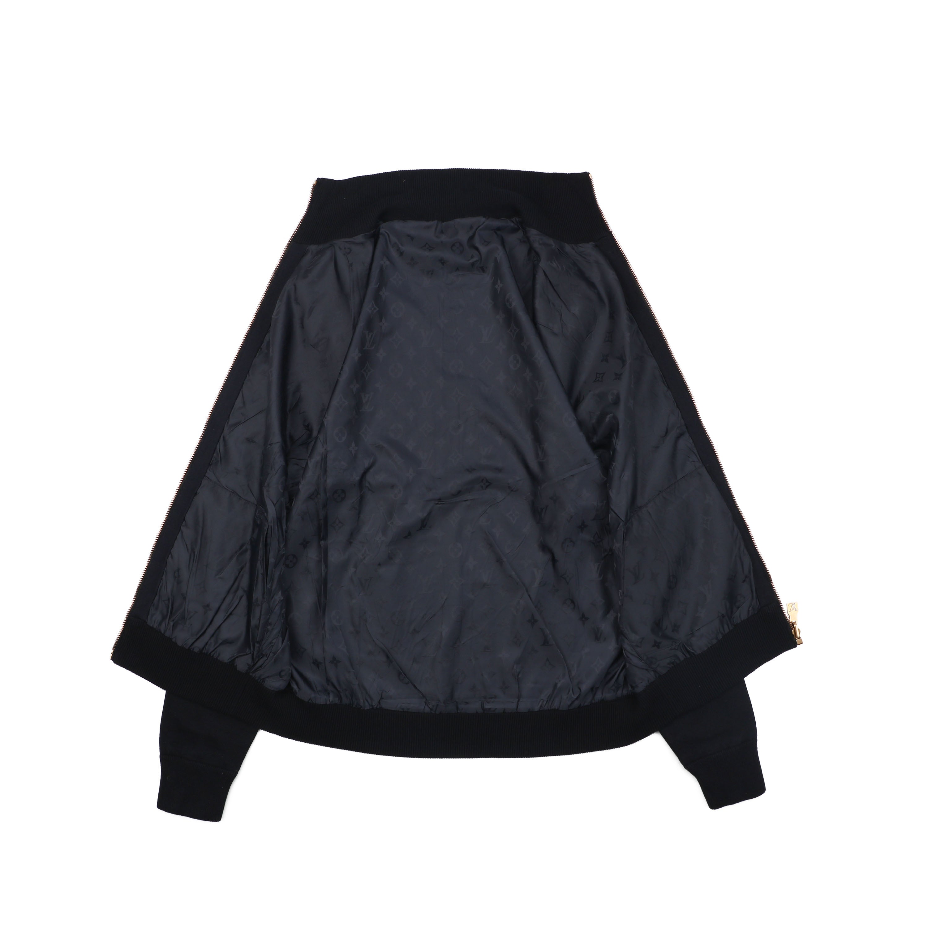 Louis Vuitton LV Monogram Leather Patch Reversible Bomber Jacket – Black