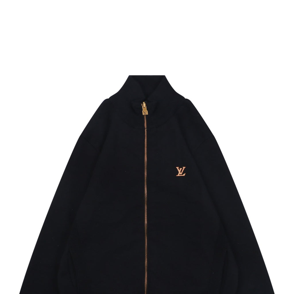 Louis Vuitton LV Monogram Leather Patch Reversible Bomber Jacket – Black