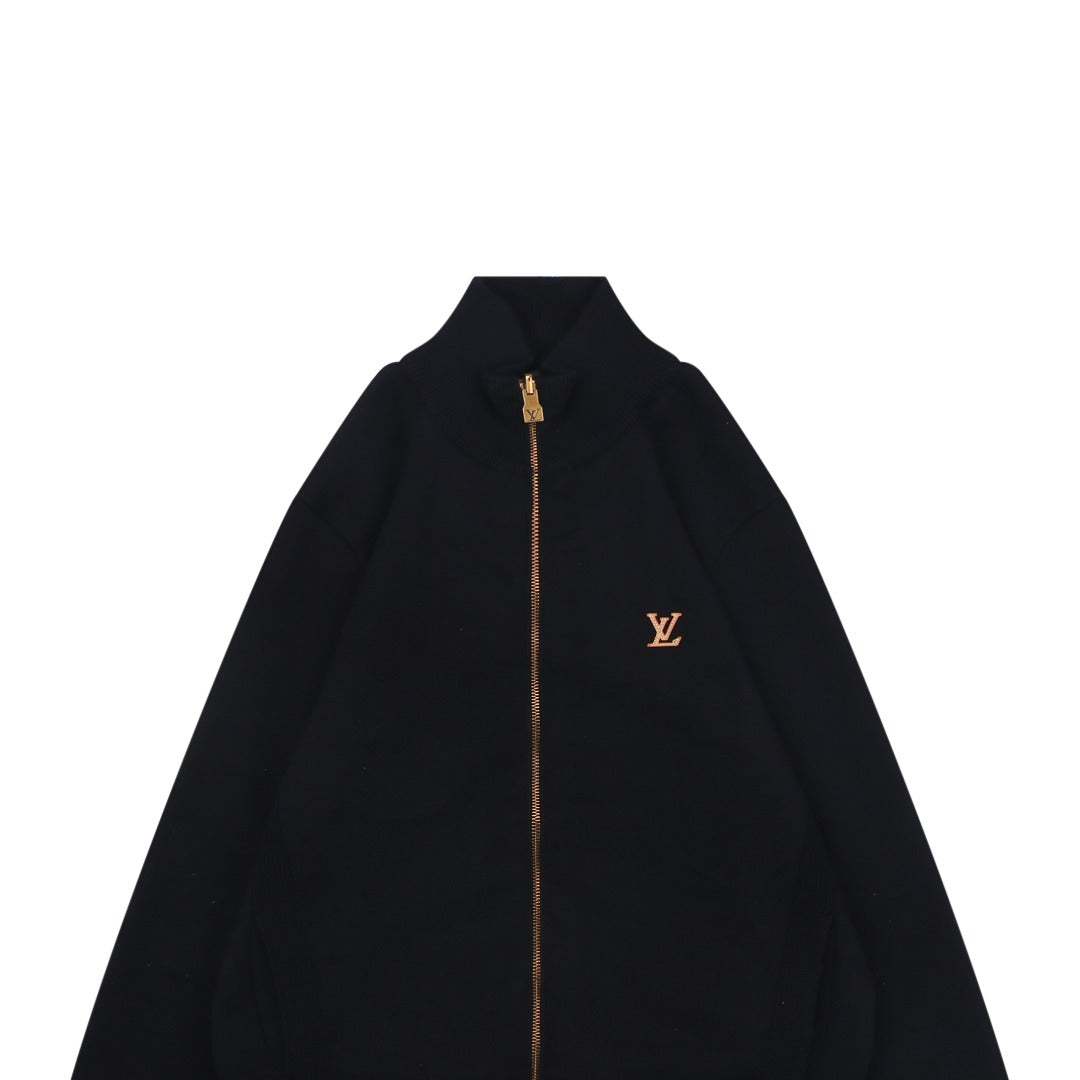 Louis Vuitton LV Monogram Leather Patch Reversible Bomber Jacket – Black