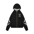 Louis Vuitton LV Intarsia Star Panel Zip-Up Hoodie – Black