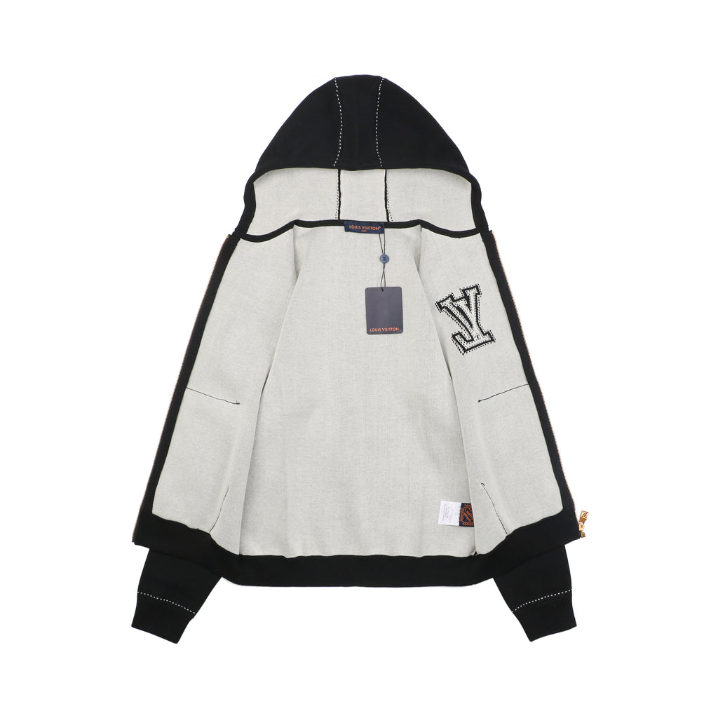Louis Vuitton LV Intarsia Star Panel Zip-Up Hoodie – Black