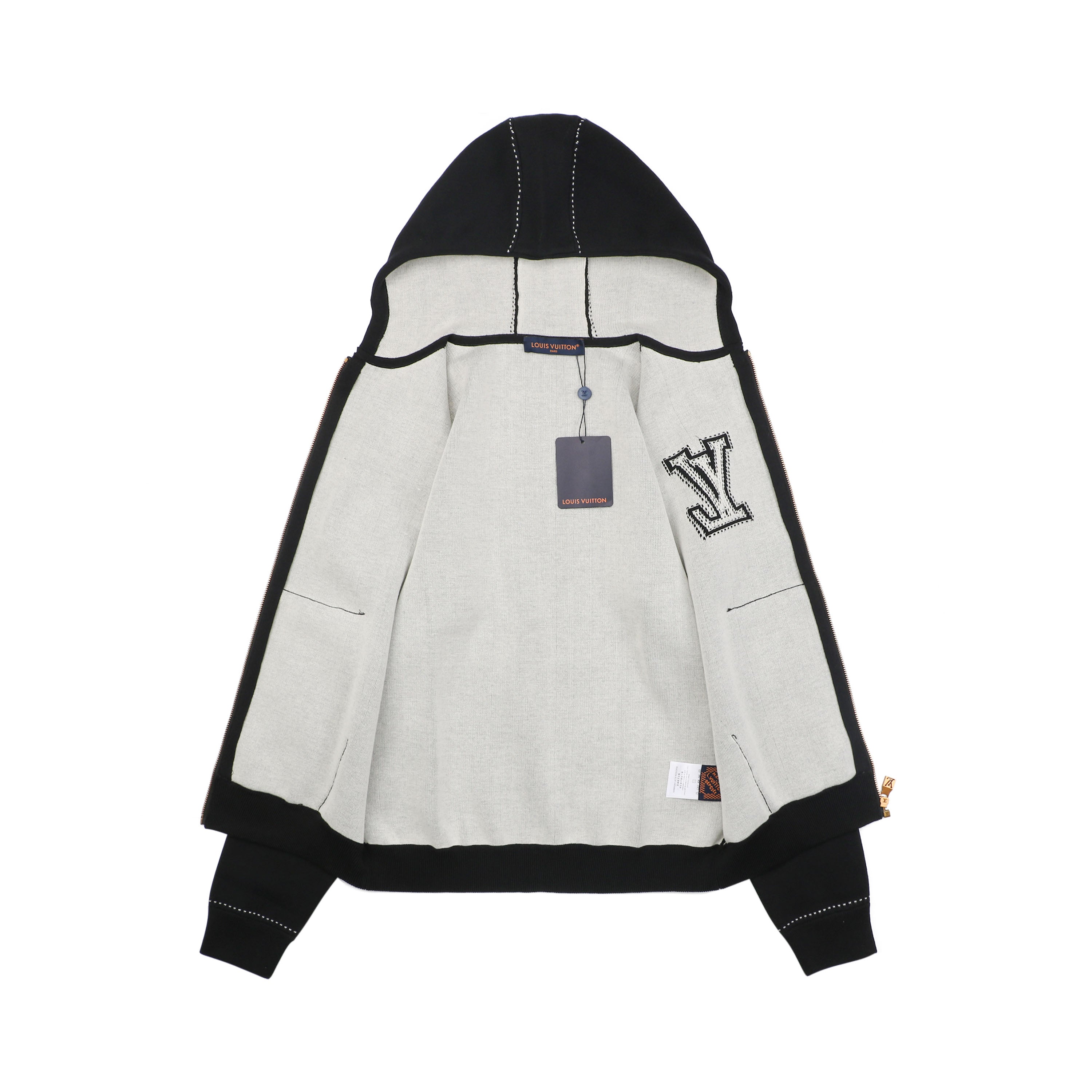 Louis Vuitton LV Intarsia Star Panel Zip-Up Hoodie – Black