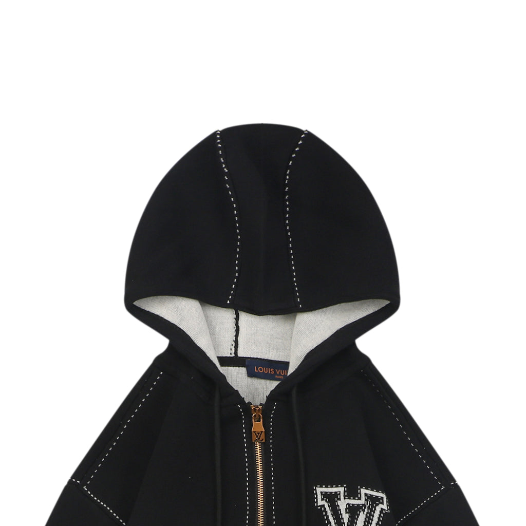 Louis Vuitton LV Intarsia Star Panel Zip-Up Hoodie – Black