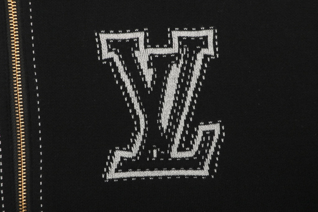 Louis Vuitton LV Intarsia Star Panel Zip-Up Hoodie – Black