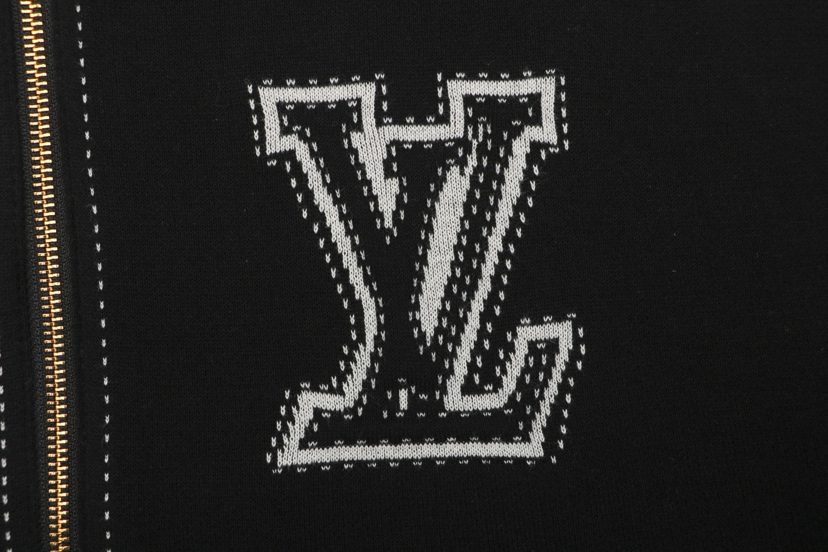 Louis Vuitton LV Intarsia Star Panel Zip-Up Hoodie – Black