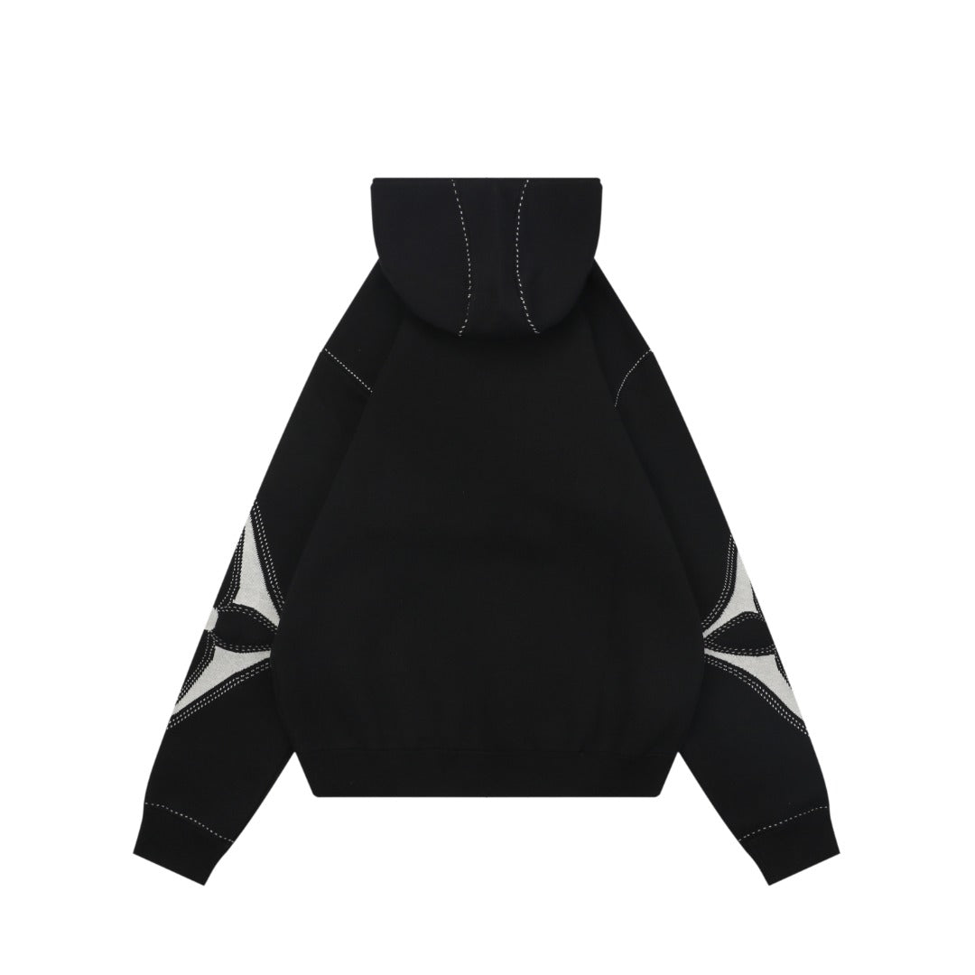 Louis Vuitton LV Intarsia Star Panel Zip-Up Hoodie – Black