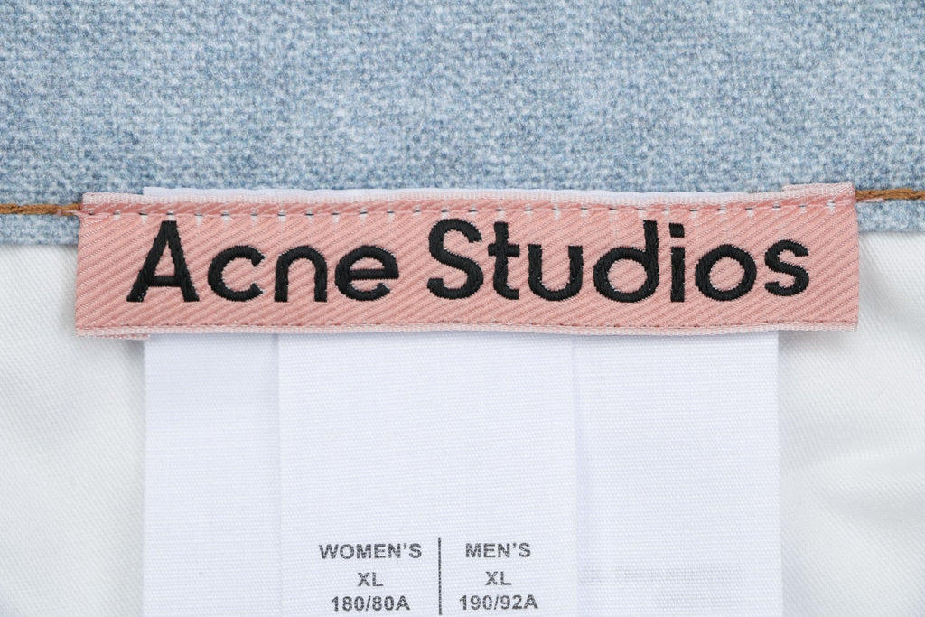 Acne Studios 1981M Heavily Distressed Raw Edge Denim Shorts — Mid Blue