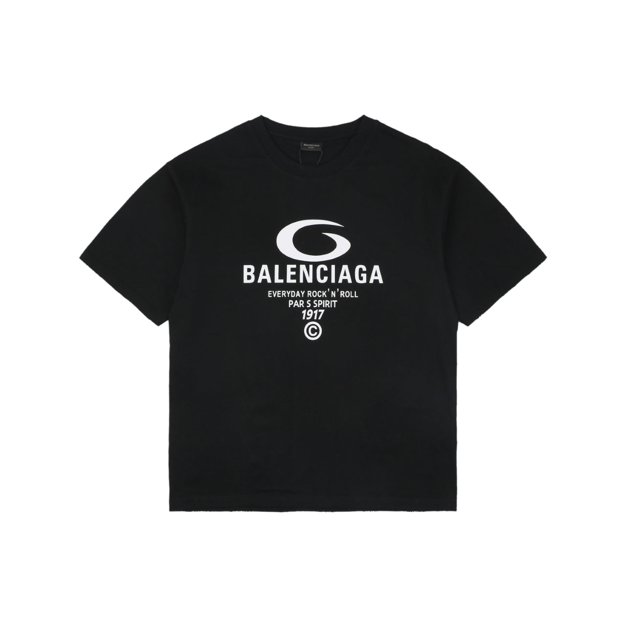 Balenciaga 1917 Circle Logo Everyday Rock N Roll Print Short Sleeve Tee – Black