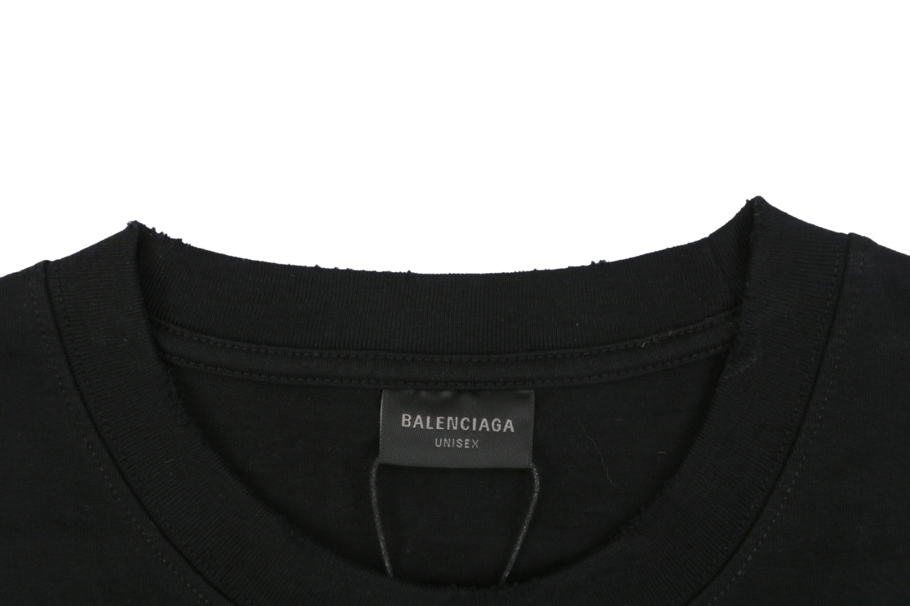Balenciaga 1917 Circle Logo Everyday Rock N Roll Print Short Sleeve Tee – Black