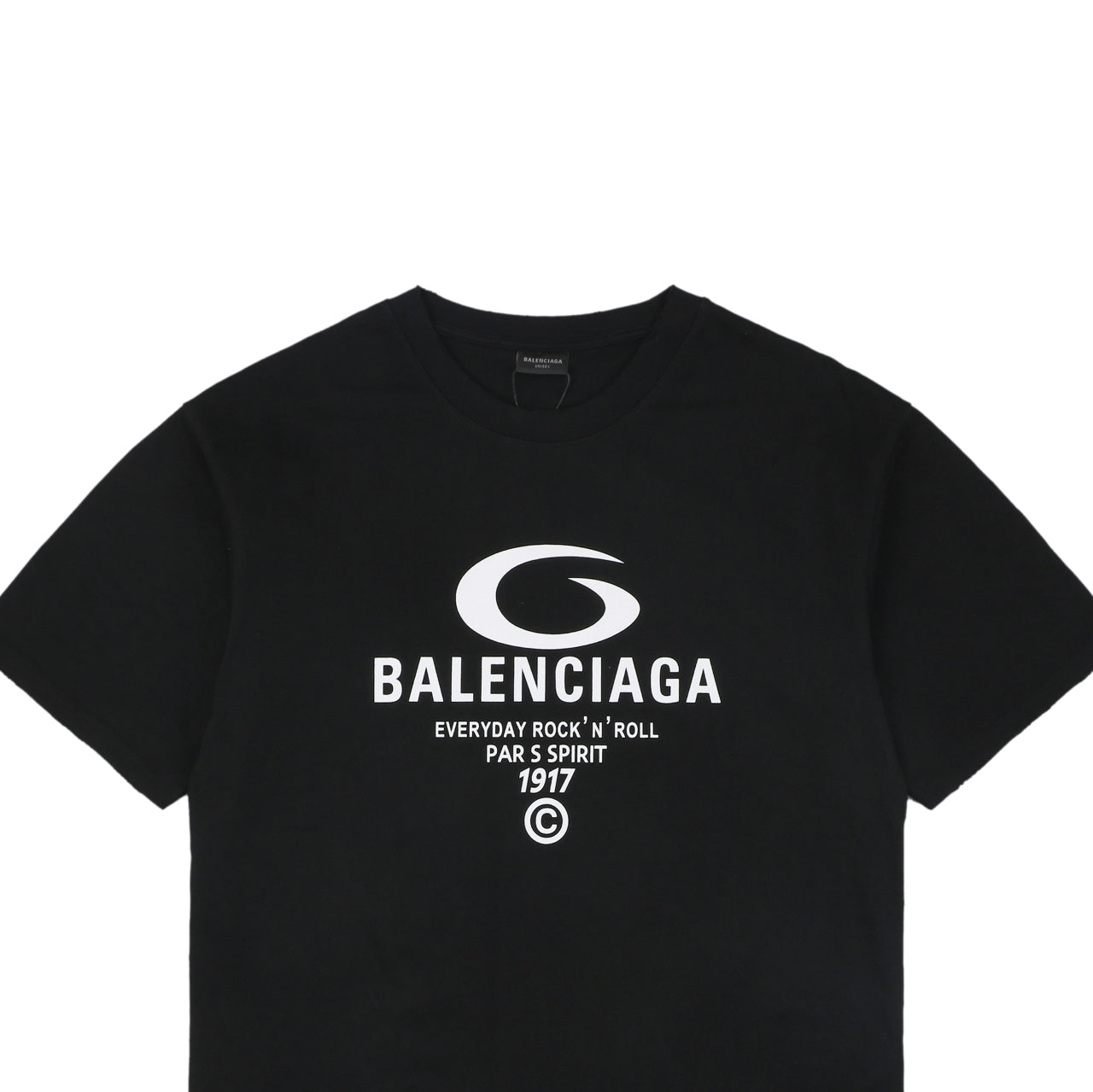 Balenciaga 1917 Circle Logo Everyday Rock N Roll Print Short Sleeve Tee – Black