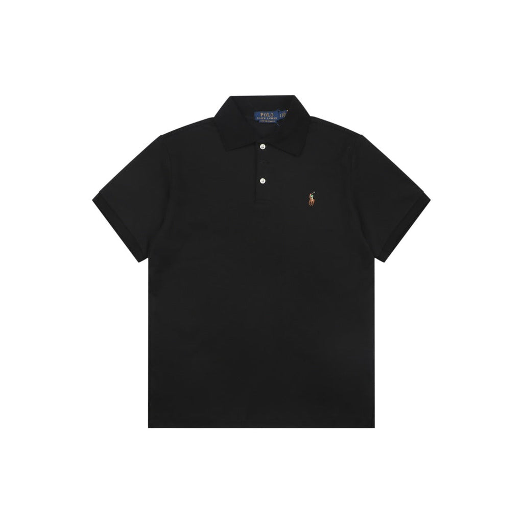 Ralph Lauren Multi-Color Pony Logo Embroidered Polo Short Sleeve — Black
