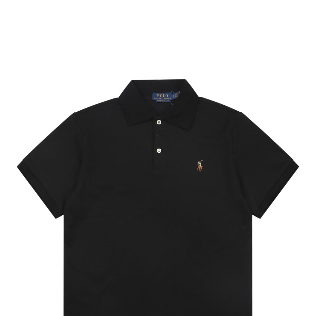 Ralph Lauren Multi-Color Pony Logo Embroidered Polo Short Sleeve — Black