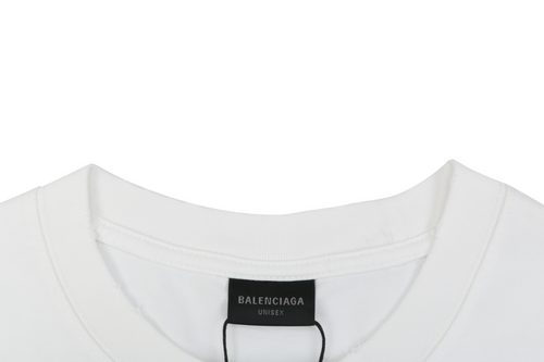 Balenciaga 1917 Circle Logo Everyday Rock N Roll Print Short Sleeve Tee – White