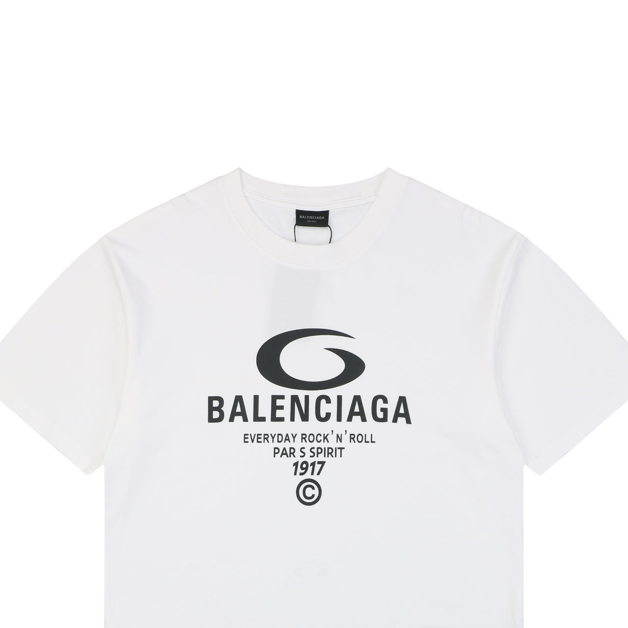 Balenciaga 1917 Circle Logo Everyday Rock N Roll Print Short Sleeve Tee – White