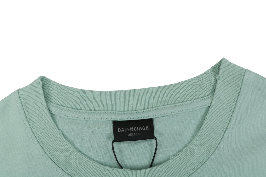 Balenciaga 1917 Circle Logo Everyday Rock N Roll Print Short Sleeve Tee – Mint Green
