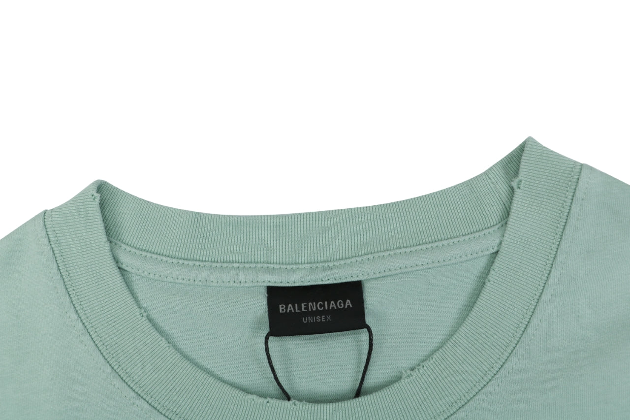 Balenciaga 1917 Circle Logo Everyday Rock N Roll Print Short Sleeve Tee – Mint Green