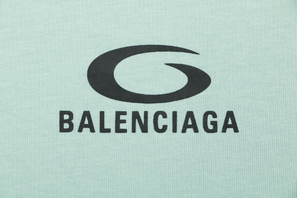 Balenciaga 1917 Circle Logo Everyday Rock N Roll Print Short Sleeve Tee – Mint Green
