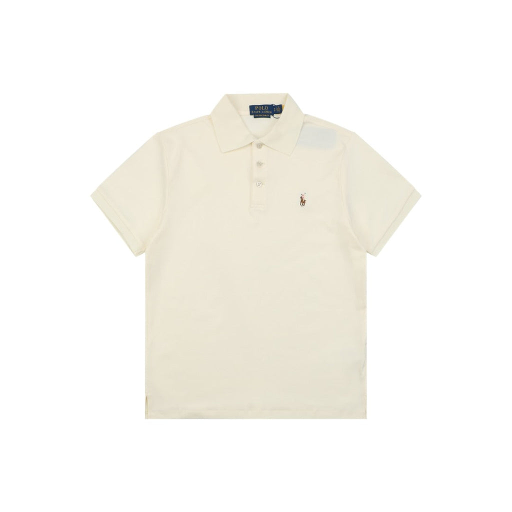 Ralph Lauren Multi-Color Pony Logo Embroidered Polo Short Sleeve — Cream