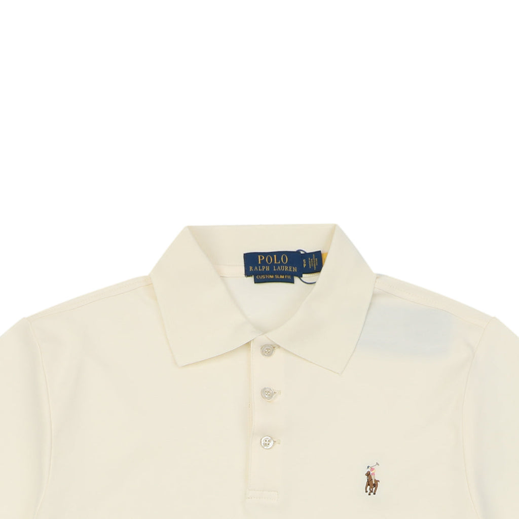 Ralph Lauren Multi-Color Pony Logo Embroidered Polo Short Sleeve — Cream