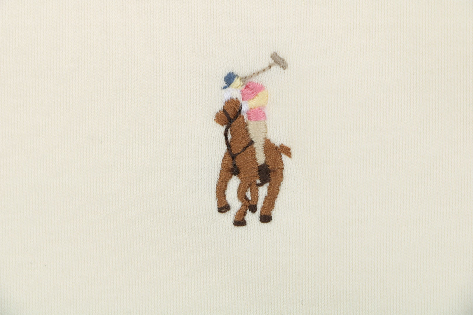Ralph Lauren Multi-Color Pony Logo Embroidered Polo Short Sleeve — Cream