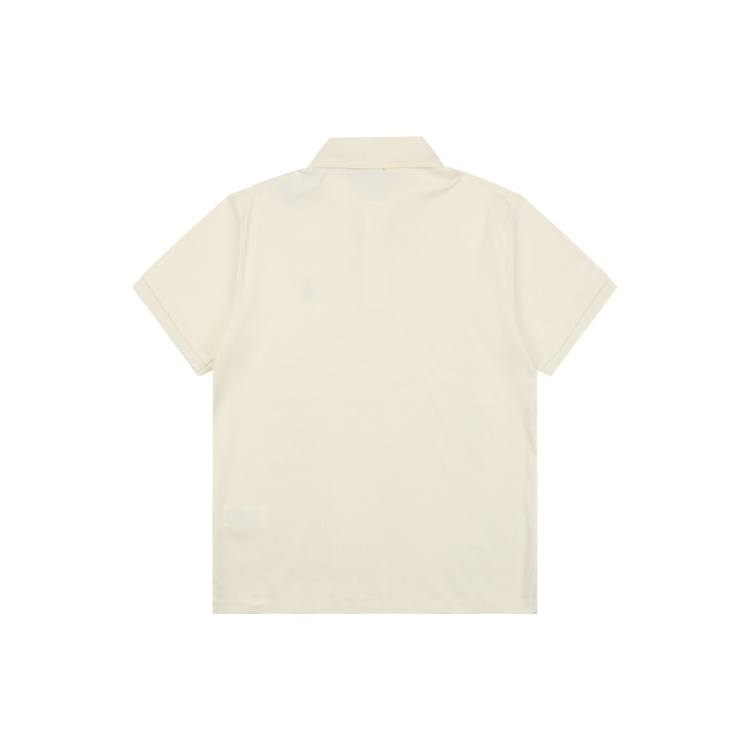 Ralph Lauren Multi-Color Pony Logo Embroidered Polo Short Sleeve — Cream