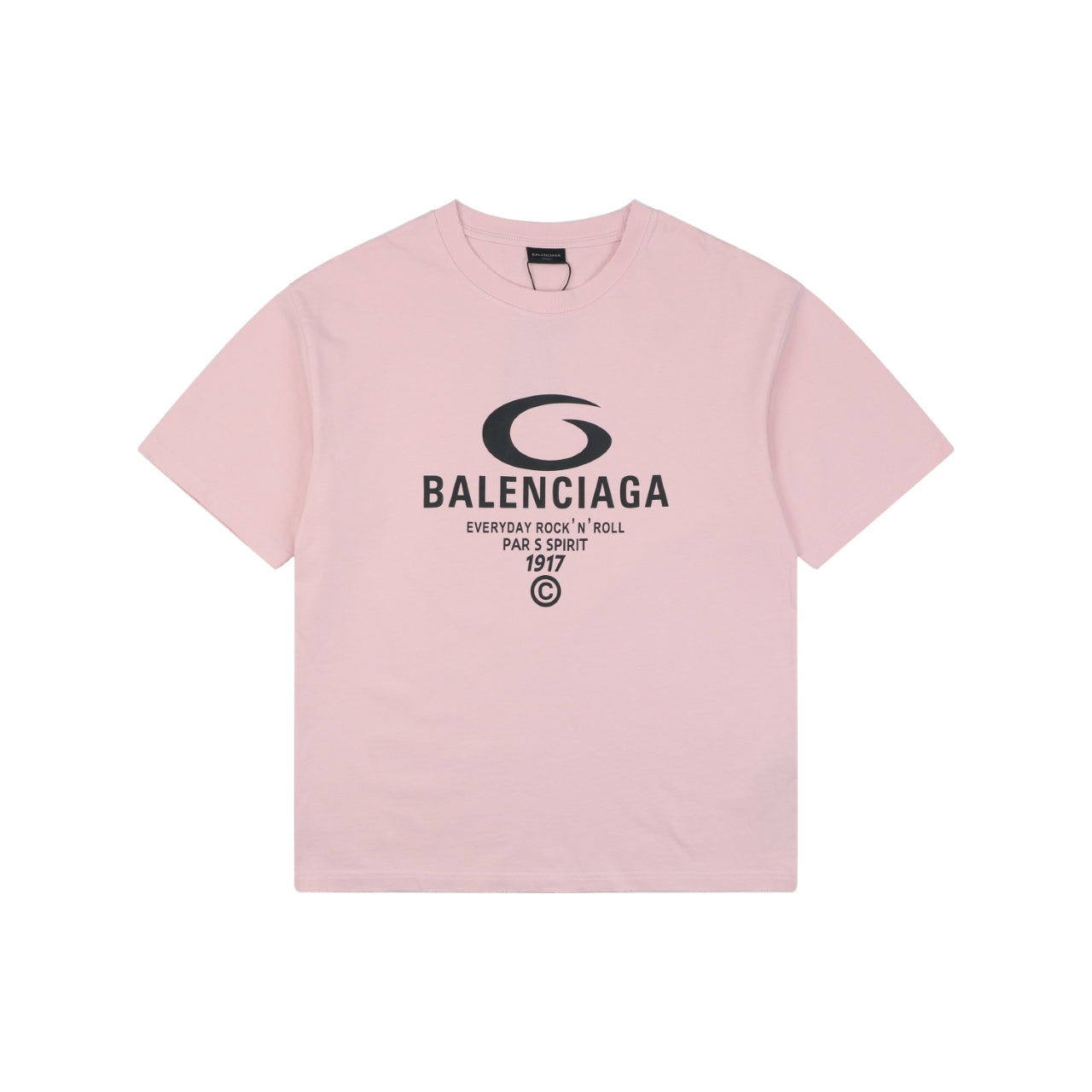 Balenciaga 1917 Circle Logo Everyday Rock N Roll Print Short Sleeve Tee – Pink