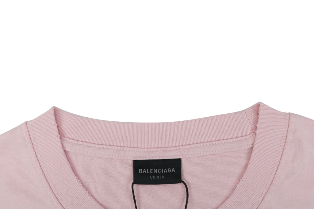 Balenciaga 1917 Circle Logo Everyday Rock N Roll Print Short Sleeve Tee – Pink