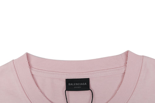Balenciaga 1917 Circle Logo Everyday Rock N Roll Print Short Sleeve Tee – Pink