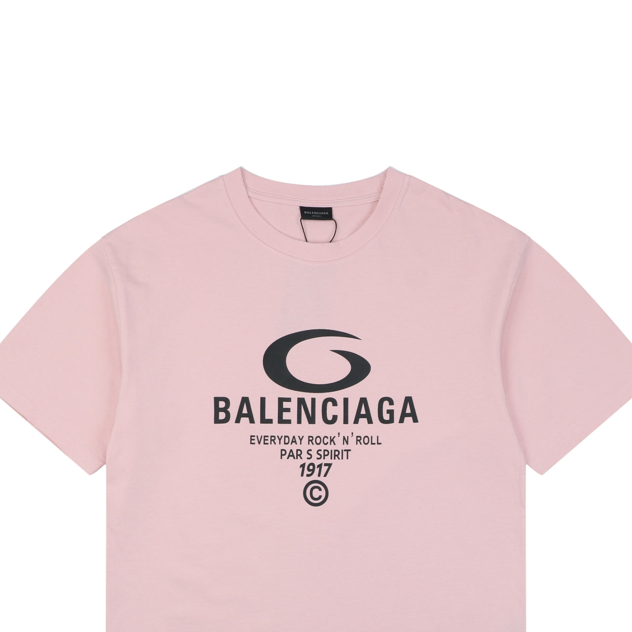 Balenciaga 1917 Circle Logo Everyday Rock N Roll Print Short Sleeve Tee – Pink