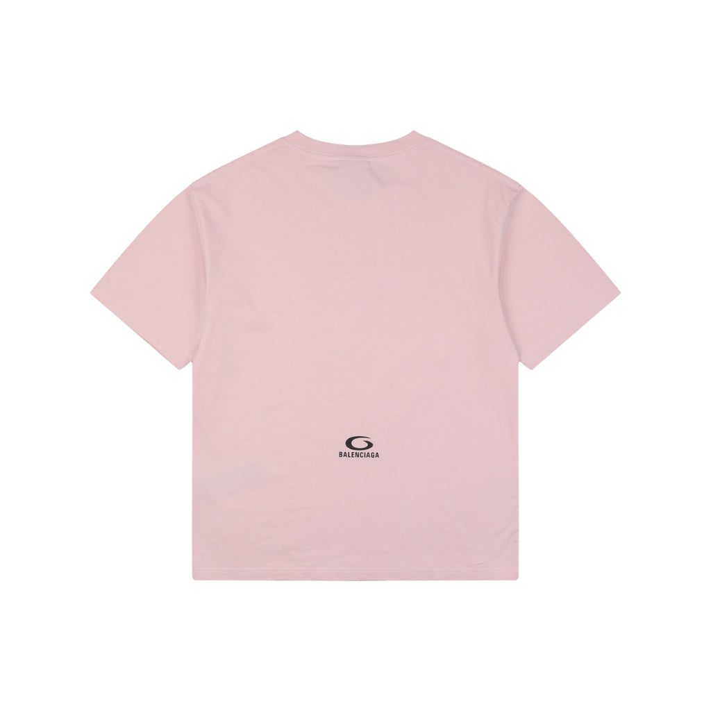 Balenciaga 1917 Circle Logo Everyday Rock N Roll Print Short Sleeve Tee – Pink