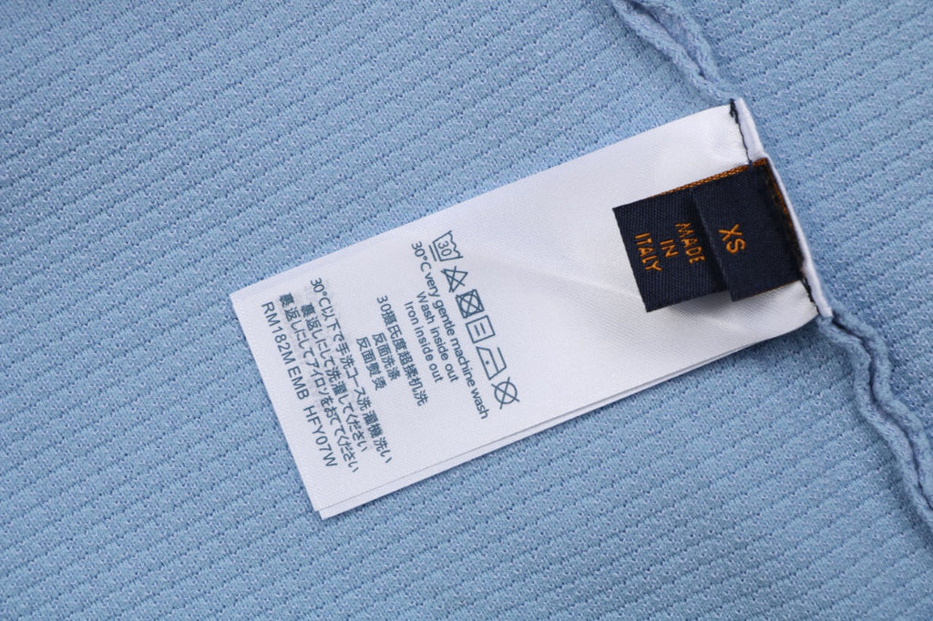 Louis Vuitton Contrast Placket Pocket Logo Short Sleeve Shirt — Ice Blue